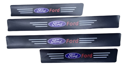 Cubre Socalo Pisaderas Pegatina Fibra Carbono Ford