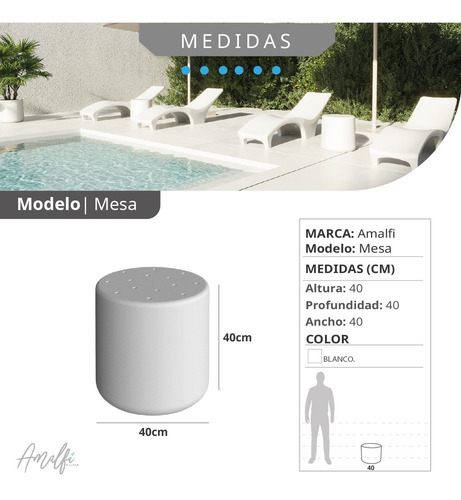 Mesa Amalfi 40x40 Cm Diseño Moderno Apta Exterior Interior