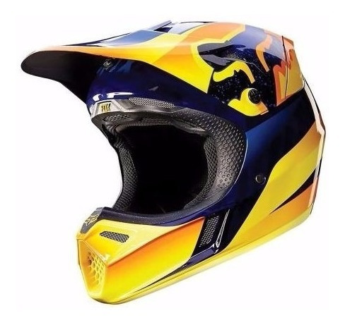 Casco V3 Flight Adulto Motocross Naranja Amarillo Fox 