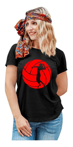Blusa Negra Estampado Personalizado De Volleyball Modernas