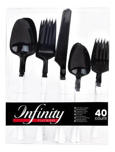 Juego De Utensilios De Cubiertos De Plástico Desechable, 40 