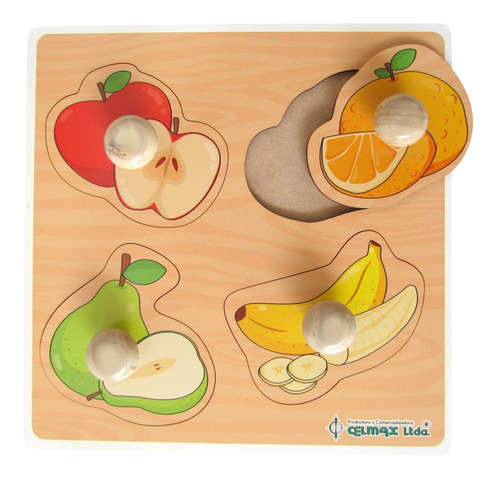 Encajable Con Botón De Frutas X4-juguete Didáctico