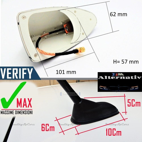 Imagen 2 de 10 de Aleta De Tiburón Antena C/cable Para Fm/am Universal Blanco