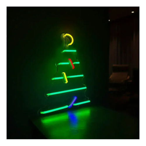 Letrero Led Neon Navidad Arbolito Sencillo Pino Alto 75cm