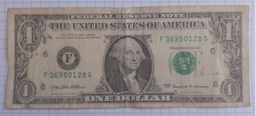 Billete 1 Dolar Estadounidense Sello Verde Año 1999