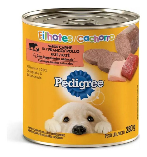 Ração Úmida P/cães Filhotes Carne/frango Lata 280g Pedigree