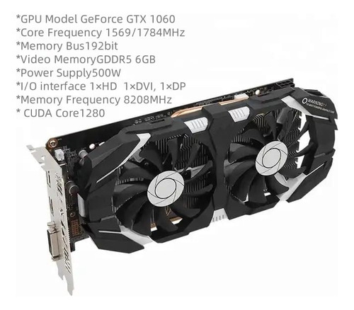Tarjeta Gráfica Gtx1060 Gddr5 6gb 4k Hdmi Dvi Dp