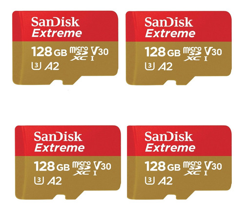 Kit 4 Cartão De Memória Sandisk Extreme Sdsqxa2- J4n0 128gb