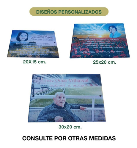 Imagen 3 de 7 de Placa Recordatoria Para Cementerio 20x15cm, Foto Enlozada.