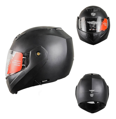 Casco Abatible Para Moto Isp / Kov Raw Negro Mate Bikerholic Color Negro Tamaño Del Casco L (59-60cm