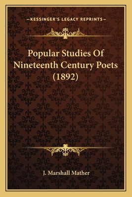 Libro Popular Studies Of Nineteenth Century Poets (1892) ...