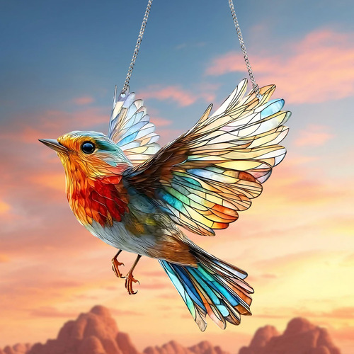Colgante De Ventana B Colorful Gradient Bird 2d P 7001
