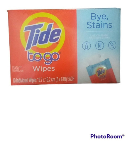 Tide To Go Wipes Quitamanchas  Caja De 10 Wipes Individual 