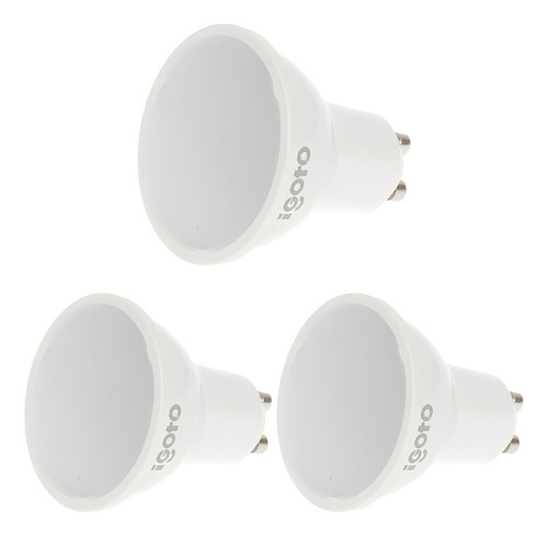 Foco Led Gu10 7w (60w) 6500k Luz Fria Igoto 3 Piezas