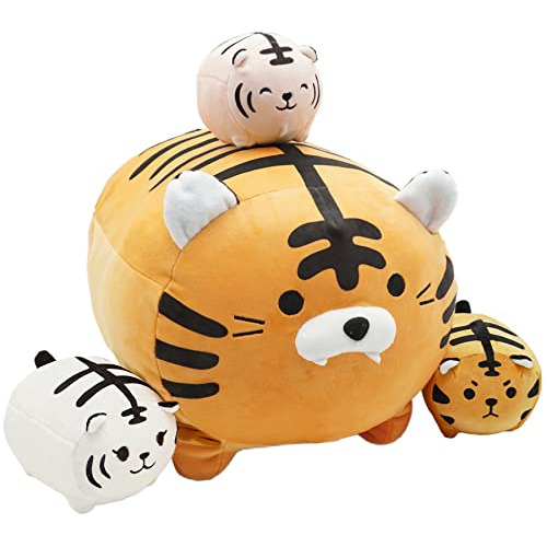 Onsoyours Tiger Stuffed Animal Mami Con 3 Pequeños Tigres En