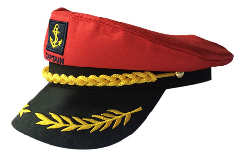 Gorro De Capitán Marino Bordado En Rojo Para Adultos, Estilo