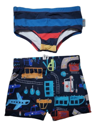 Kit 2 Sungas Shorts Menino Moda Praia Infantil Proteção Uv