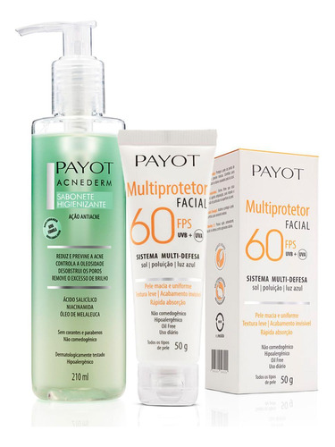 Kit Limpeza Acnederm + Proteção Fps 60 Payot