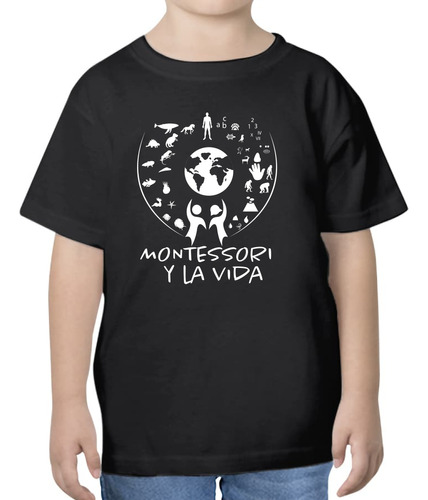 Playera Para Niño Con Diseño Montessori Y La Vida