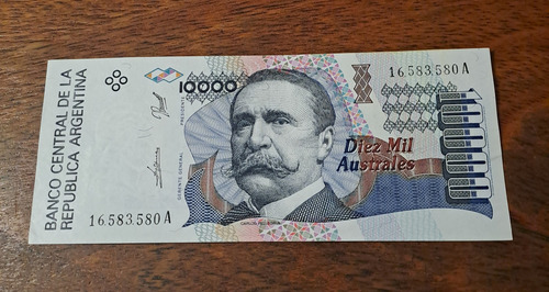 Bottero N 2878 Billete 10000 Australes, Excelente (Usado)