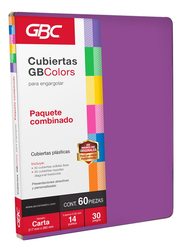 Cubierta Para Encuadernar Gbc P3280 Varios Colores-60 Piezas
