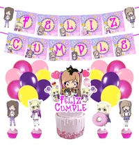 Comprar Set Globos+banderin+toppers Lyna Vallejos Feliz Cumpleaños Lila Lyna