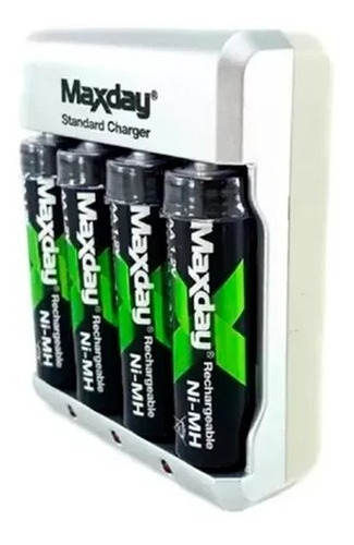 Cargador De Pilas Con 4 Baterias (aa - Aaa - 9v) Maxday