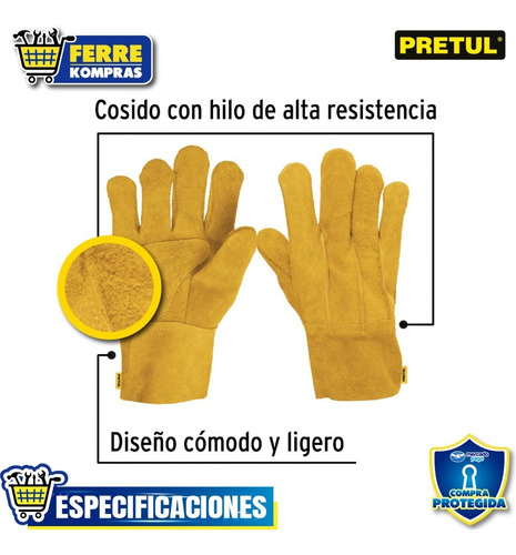 Guantes De Carnaza, Cortos 23262 Unitalla