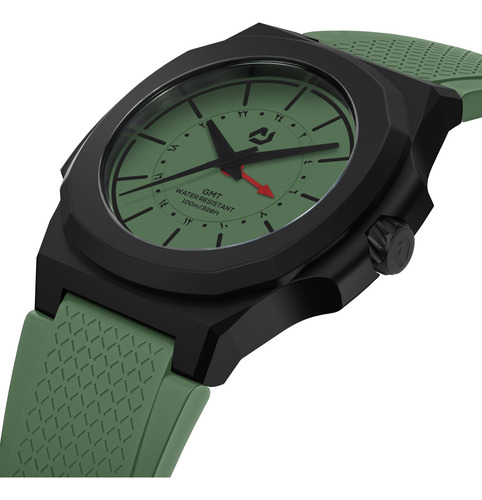 Relógio Carbono Nuun Origen Gmt Verde Oriente Médio