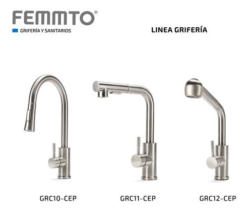 Imagen 9 de 10 de Griferia Para Cocina Monocomando Canilla Extensible De Acero
