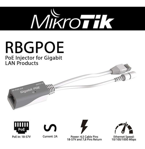 Inyector Poe Mikrotik Rbgpoe Gigabit 9-48v Blindado