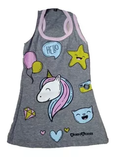 Vestido Verano Unicornio Gris