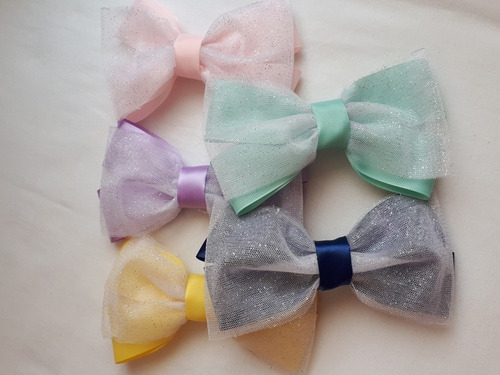 Moños Para Niña Con Tul 5pzs