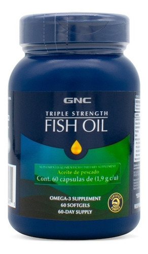 Gnc Aceite De Pescado Omega 3 Triple Strenght Fish Oil 60cap Sabor Sin Sabor