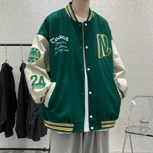 Chamarras Universitarias De Moda Para Hombre, Piel Sintética