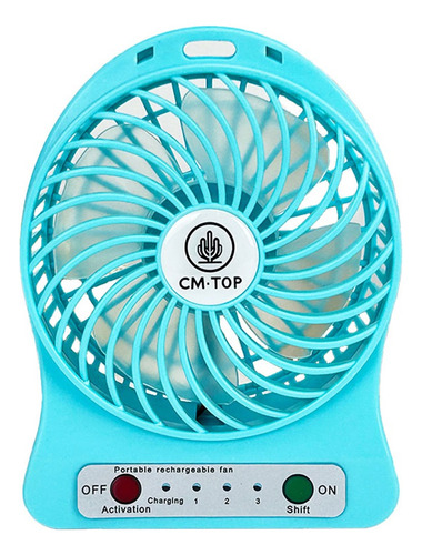 Ventilador De Escritorio Portátil Recargable Con Luz Led 11 Cm N/a Azul Transparente Plástico 4