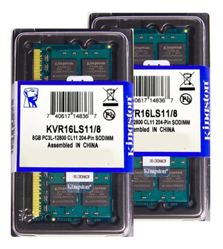 Memória Kingston Ddr3 8gb 1600 Mhz Notebook 16 Chips 1.35v