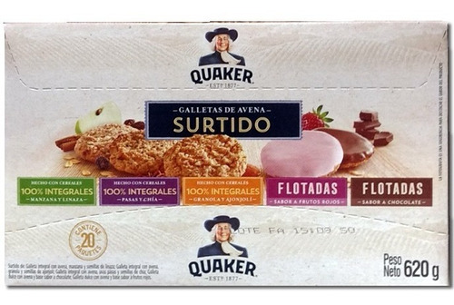 Galletas De Avena Quaker Surtidas 20 - Kg a $22800