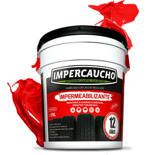 Impermeabilizante Impercaucho Cubeta Para Techo 12 Años 19lt