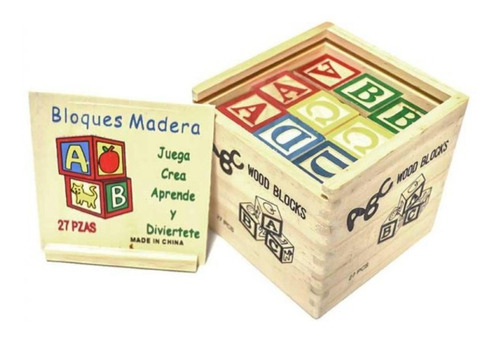 Bloques Cubos De Madera Infantiles - 27 Unidades