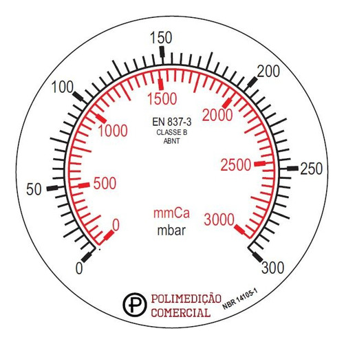 Manômetro Baixa Pressão V. 100 Mm Escala 0-3000 Mmca R 1/2 