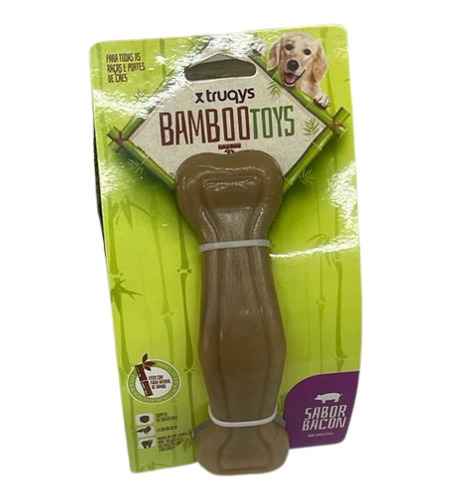 Brinquedo Mordedor Osso Bambu Para Cães Cachorro Sabor Bacon