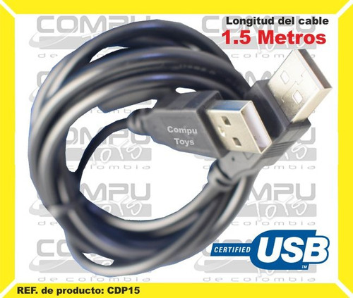 Cable Usb 2.0 Macho A Macho 1.5 Mts Ref: Cdp15 Computoys Sas