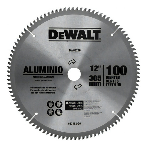 Disco de serra Dewalt Dw03240 de 100 dentes e 12