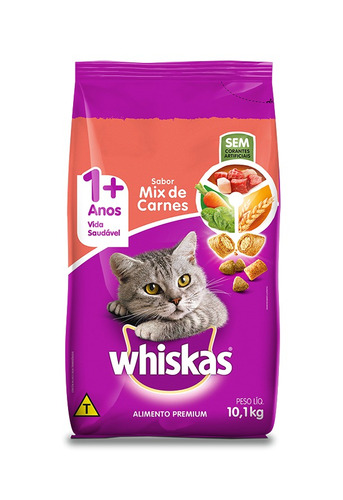 Imagen 1 de 1 de Alimento Whiskas 1+ Whiskas Gatos s para gato adulto todos los tamaños sabor mix de carnes en bolsa de 10kg