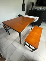 Comprar Mesa Y Bancos Tipo Industrial . Usados Negro Madera