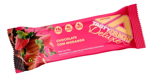 Tasty Crunchy Deluxe Barrinha 12 Uni. 50g Adaptogen Sabor Chocolate Com Morango