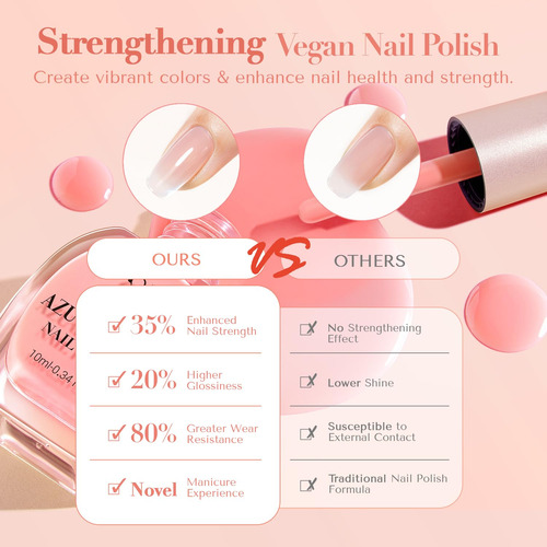 Azurebeauty Kit Esmaltes Veganos, 4 Colores Nude