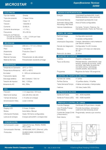 Imagen 3 de 3 de Contador Medidor Bidireccional Bifásico 120/208v D2000