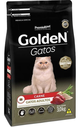 Ração Golden Gatos Adultos Carne 3kg - Pet Hobby
